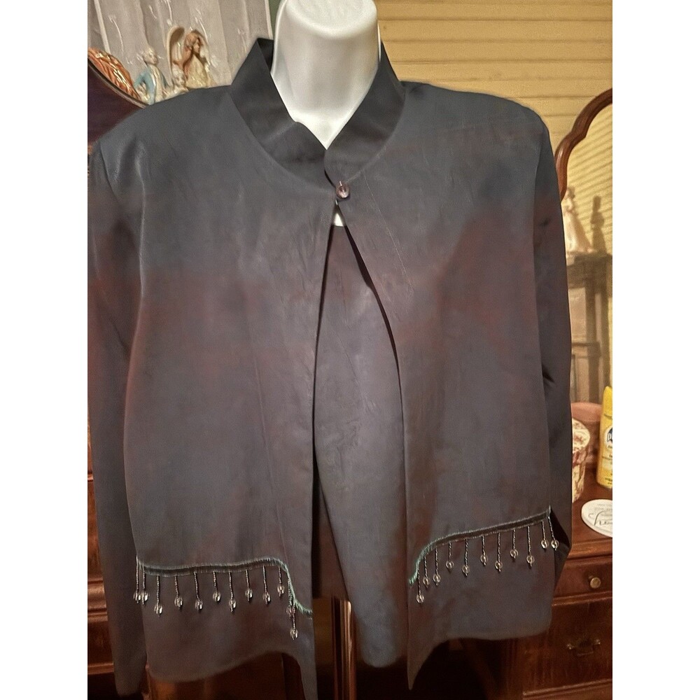 MHM Size 16 Women’s Pantsuit Beaded Faux Suede Midnight Blue